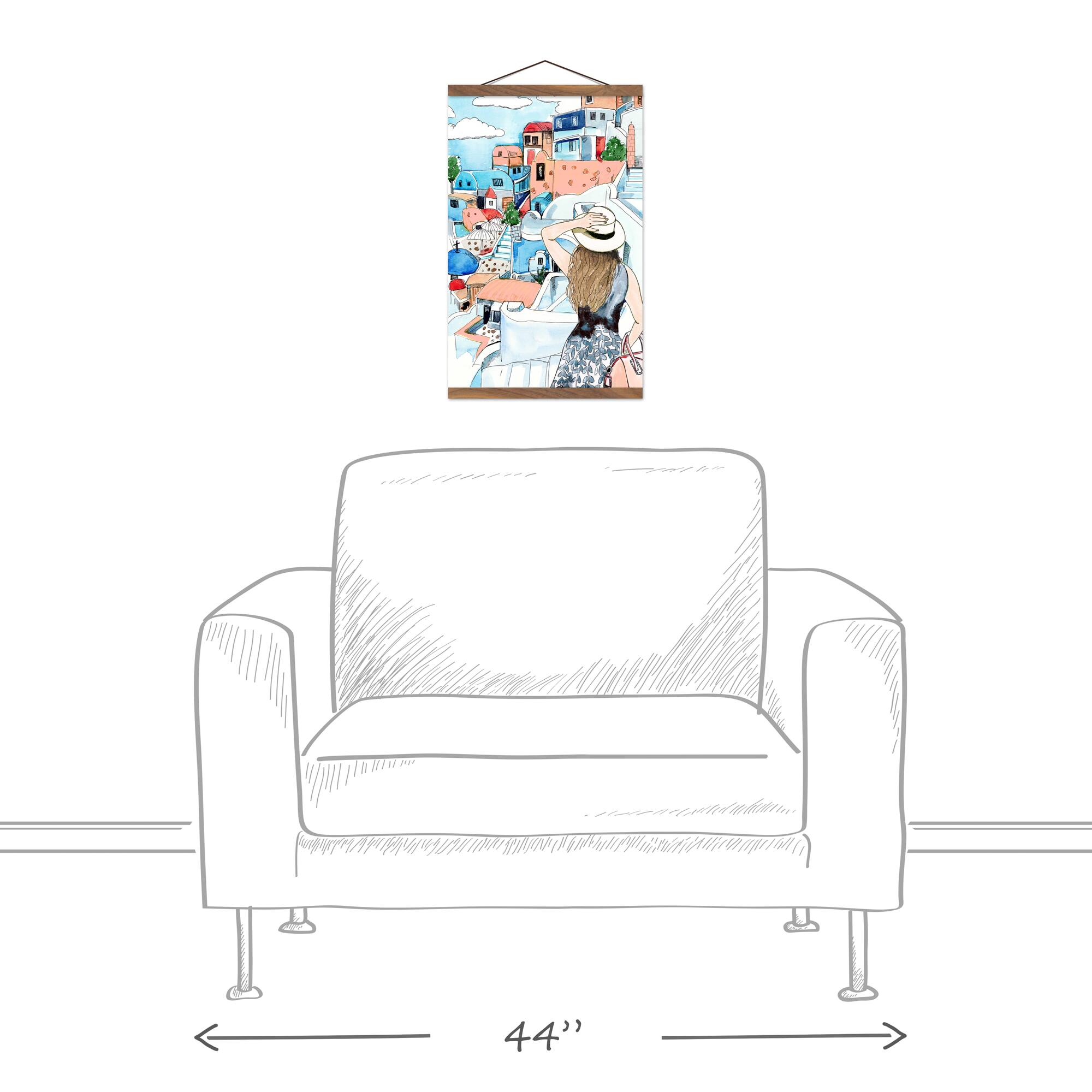 Girl Greece Teak Hanging Canvas